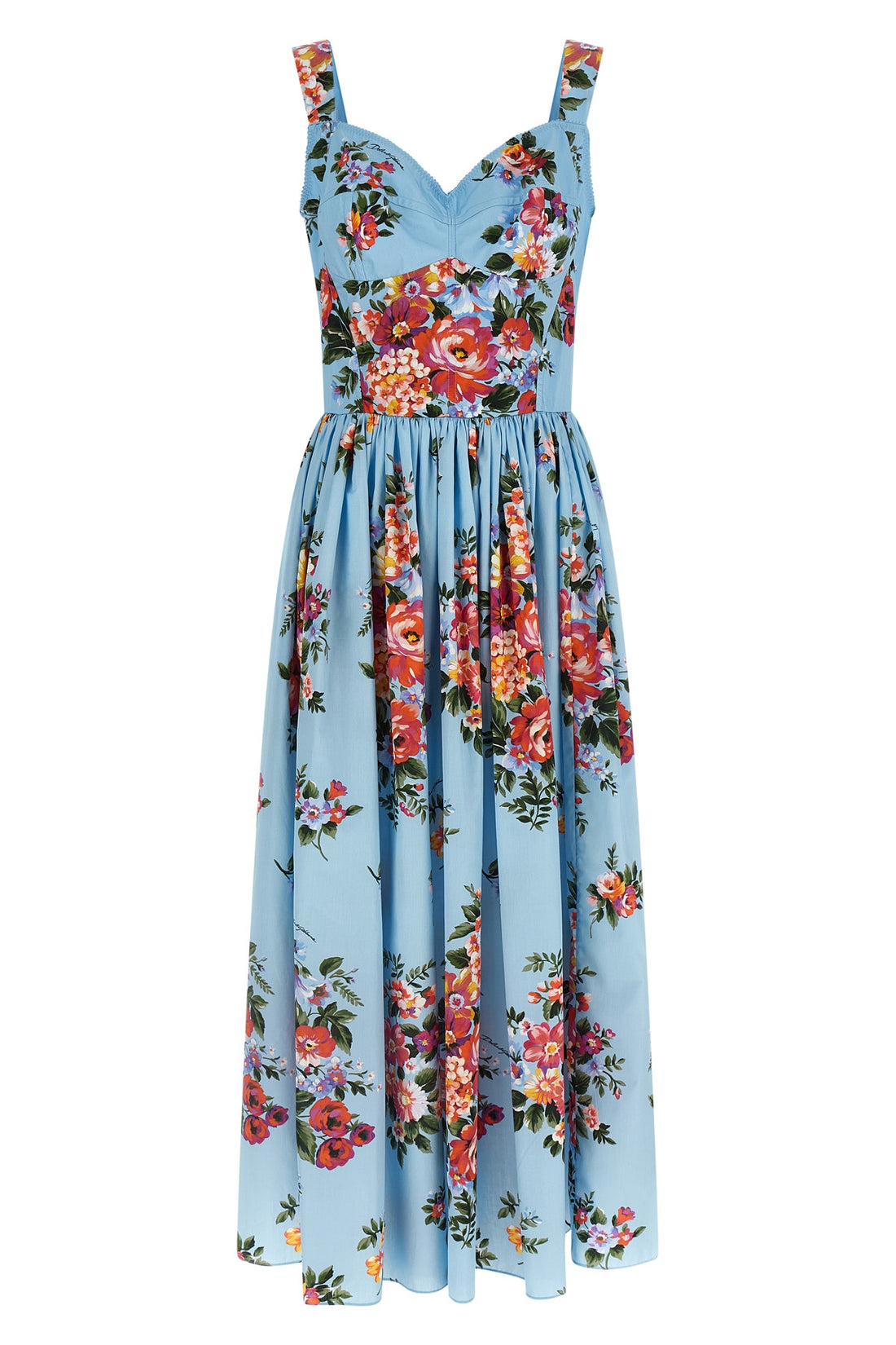 DOLCE &amp; GABBANA 42 long dress in light cotton poplin