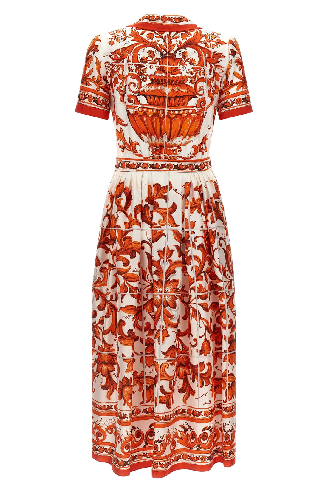 DOLCE &amp; GABBANA 40 the dolce &amp; gabbana maiolica print silk twill midi dress embodies sartorial ex