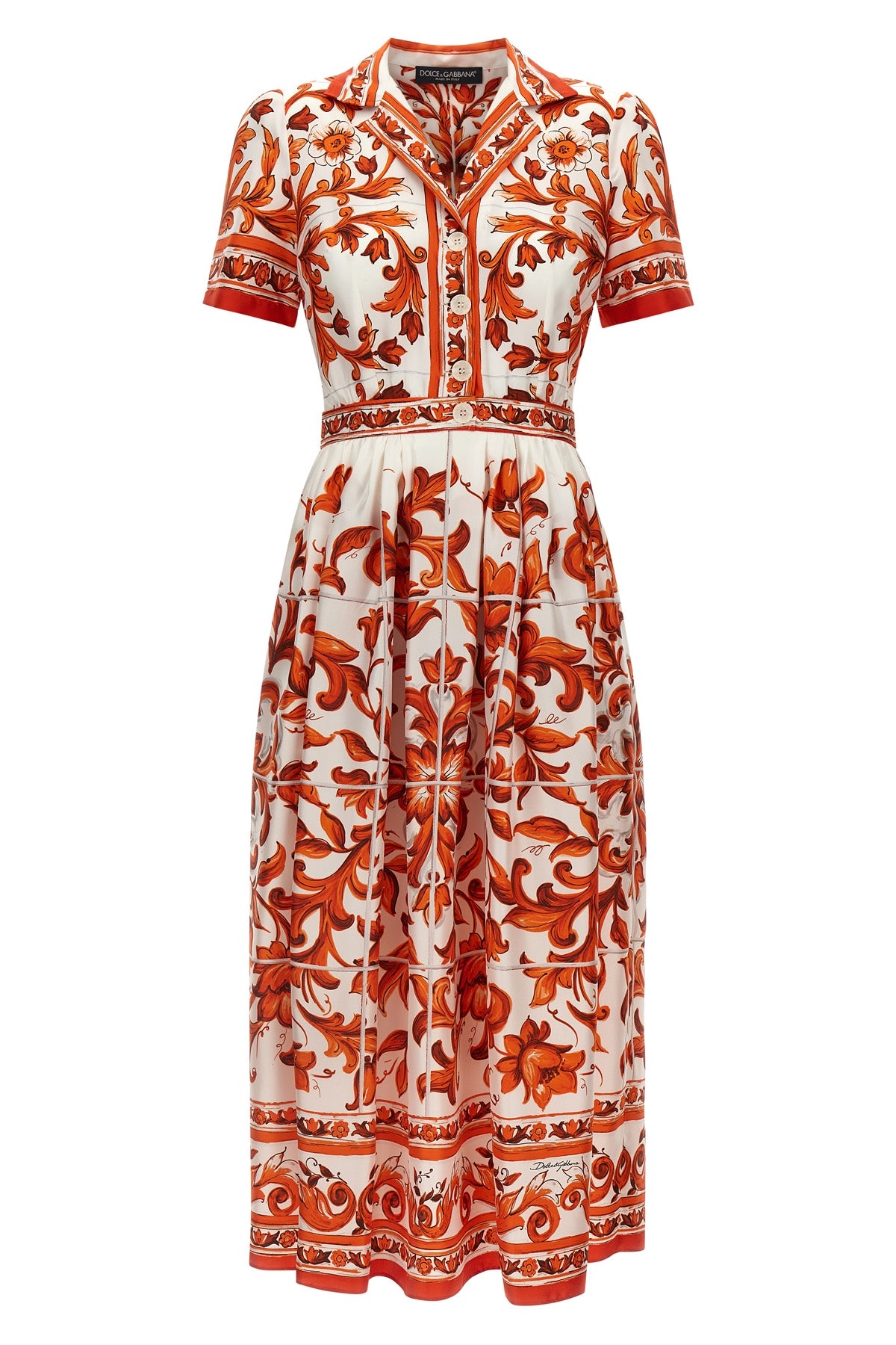 the dolce & gabbana maiolica print silk twill midi dress embodies sartorial ex