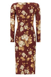 all over rose-print silk satin midi dress