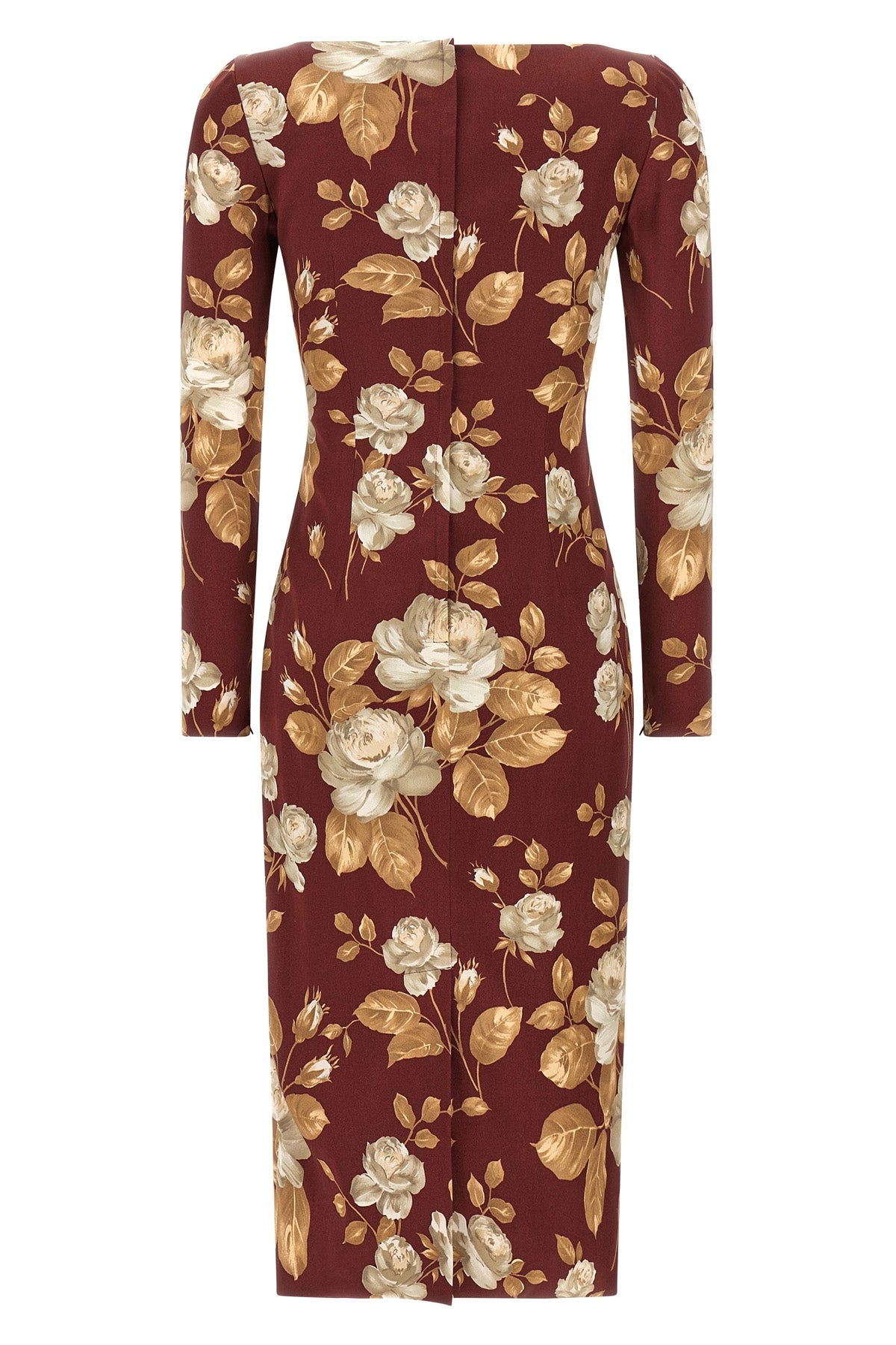 all over rose-print silk satin midi dress