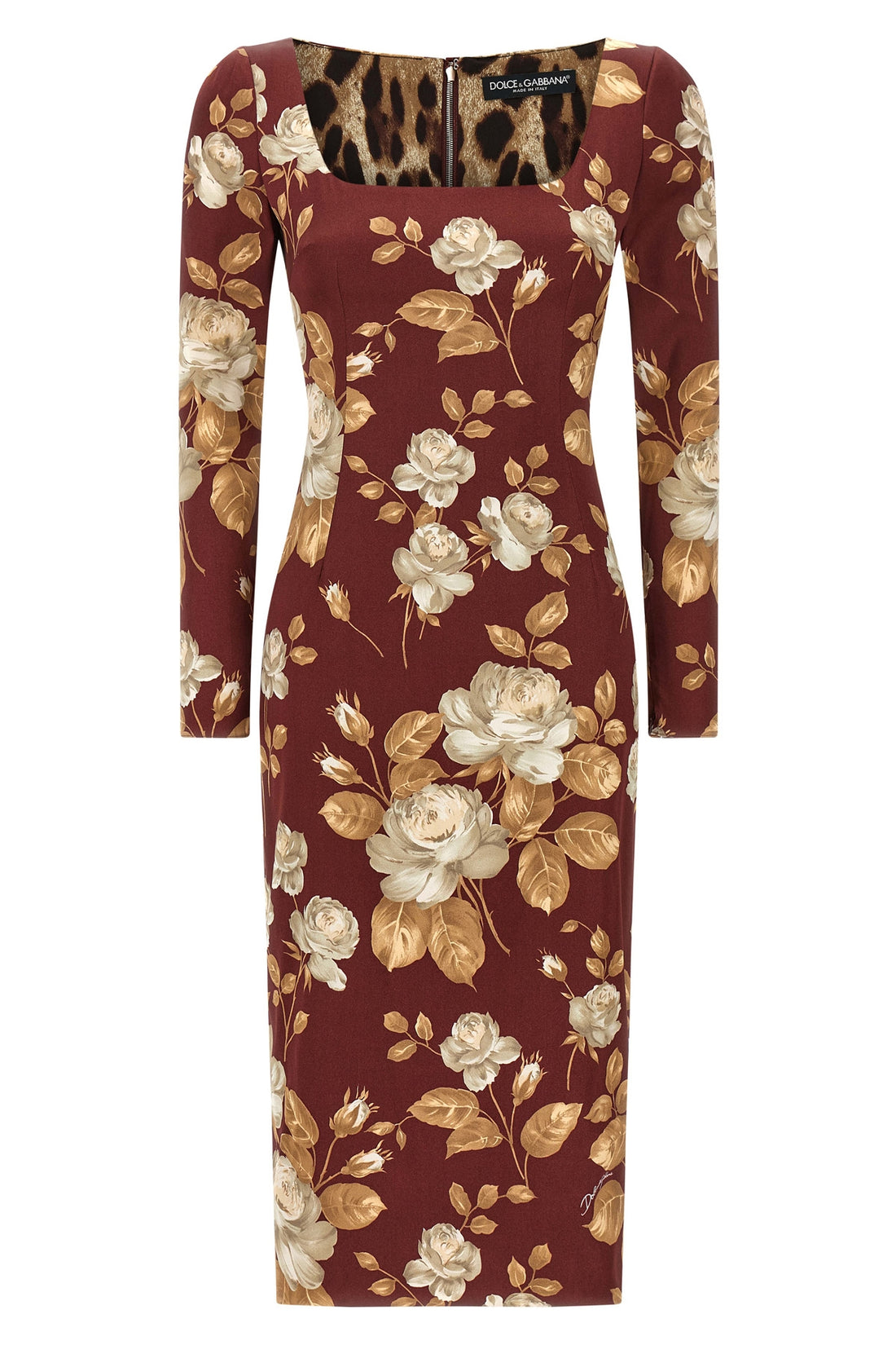 DOLCE &amp; GABBANA 38 all over rose-print silk satin midi dress