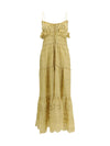 paule long ruffled dress