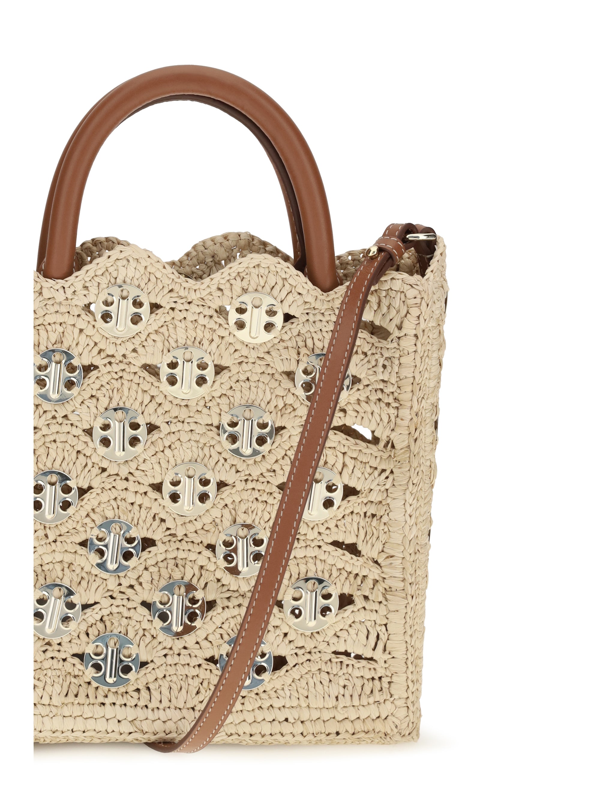 1969 disc raffia top-handle bag