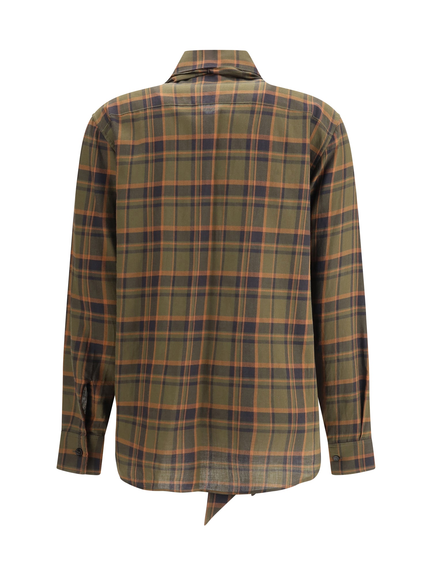 SAINT LAURENT L cassandre check lavallière shirt