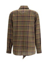 SAINT LAURENT L cassandre check lavallière shirt