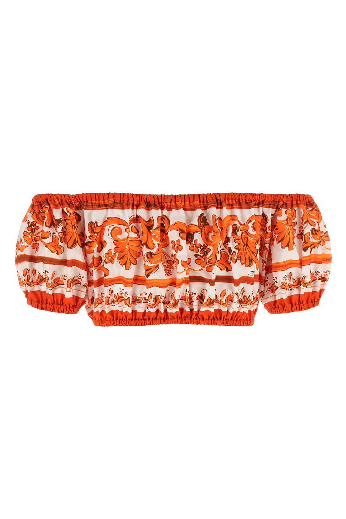 DOLCE &amp; GABBANA 38 maiolica print cotton poplin top