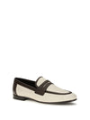 two-tone leather and raffia loafers