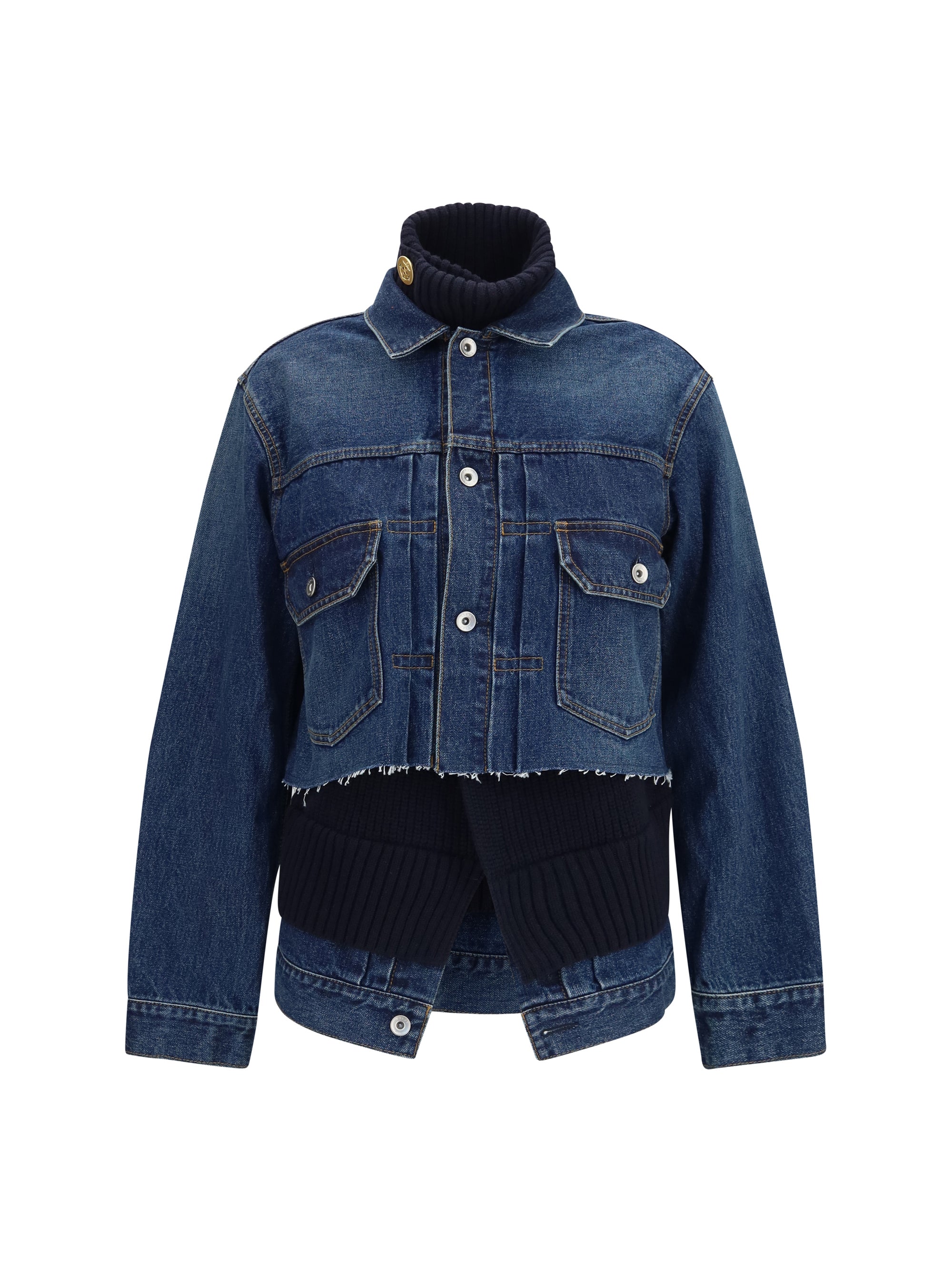 denim jacket with wool knit layer