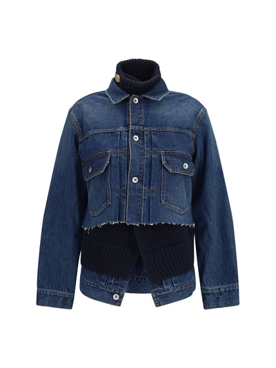 denim jacket with wool knit layer