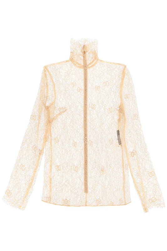 blouse in logoed floral lace