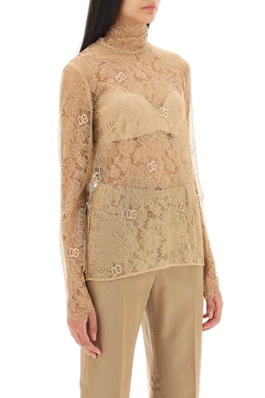 blouse in logoed floral lace
