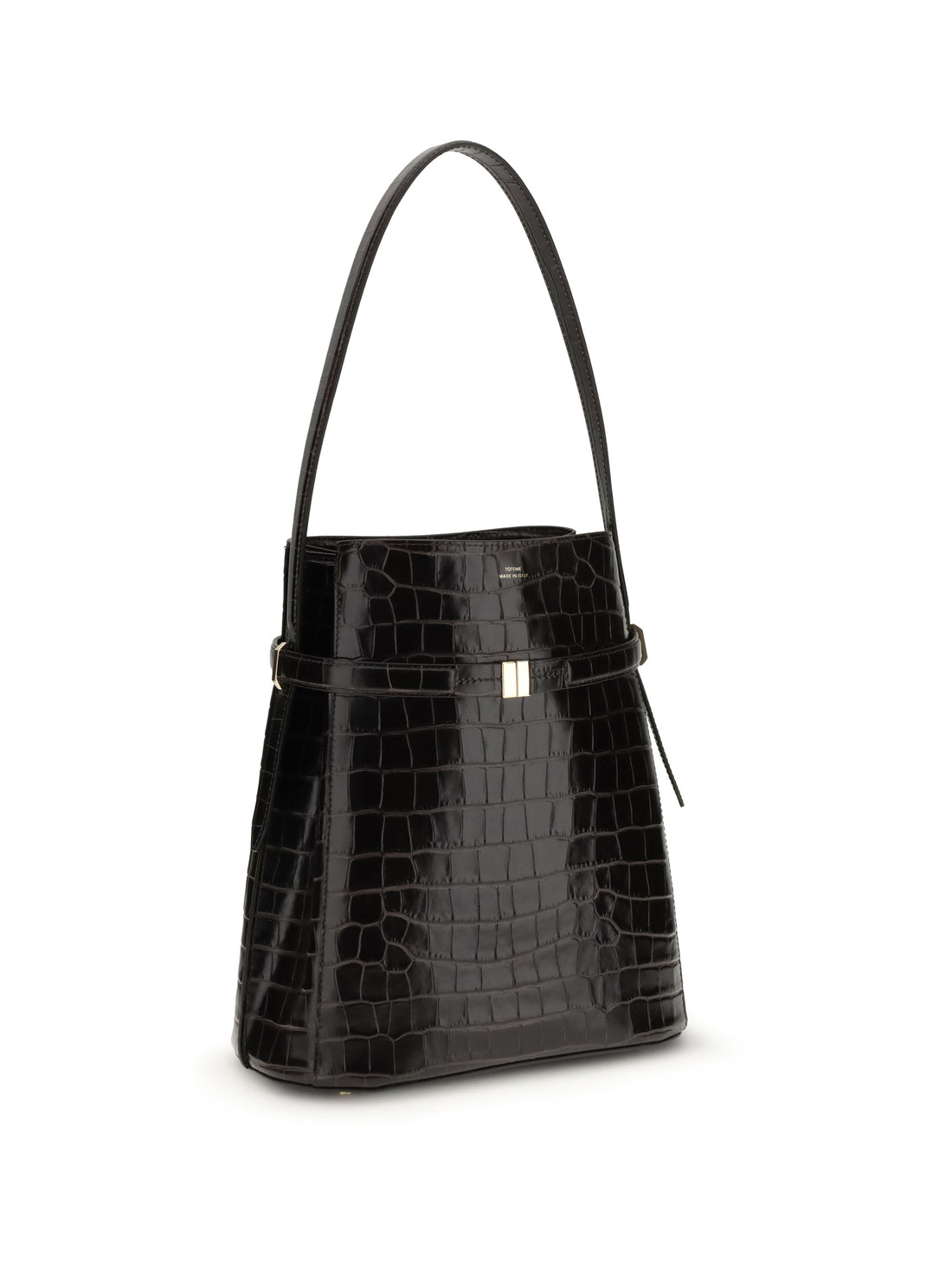 TOTEME OS belted croco-embossed bucket bag