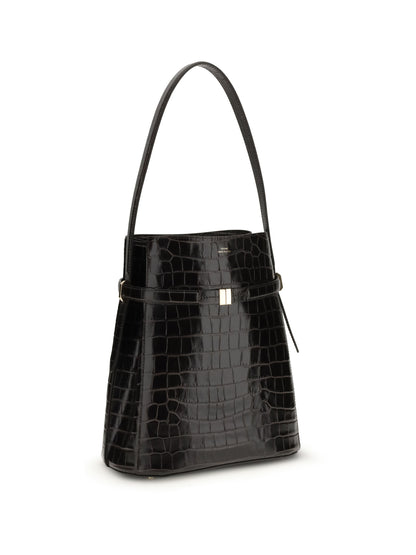 TOTEME OS belted croco-embossed bucket bag