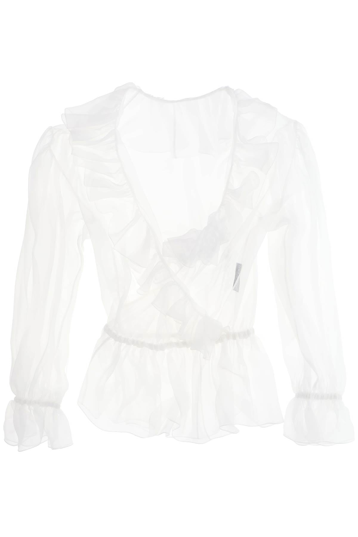 silk chiffon blouse with ruffles.