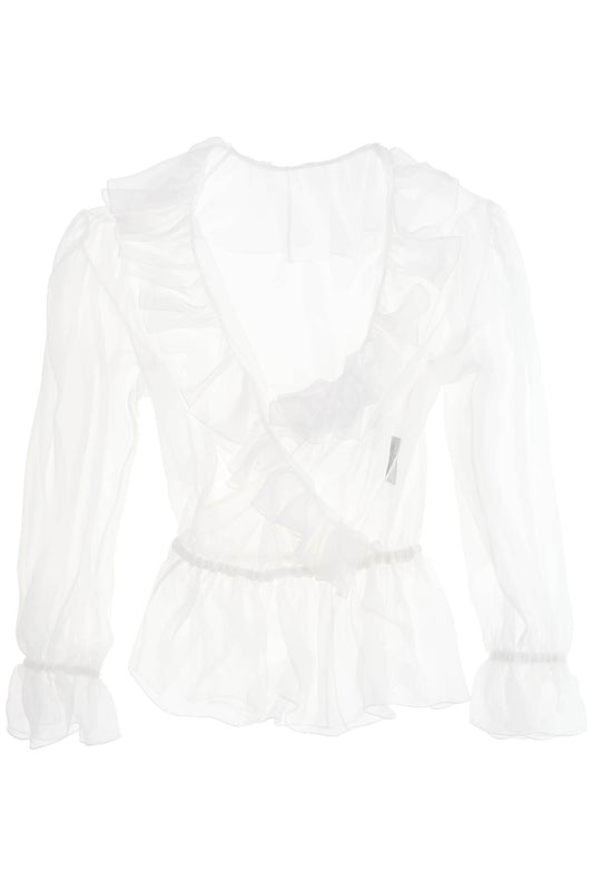 silk chiffon blouse with ruffles.