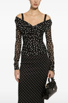 mambo polka dot print stretch tulle top