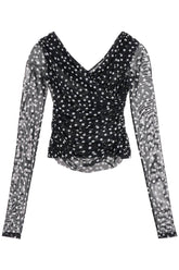 polka dot draped top with