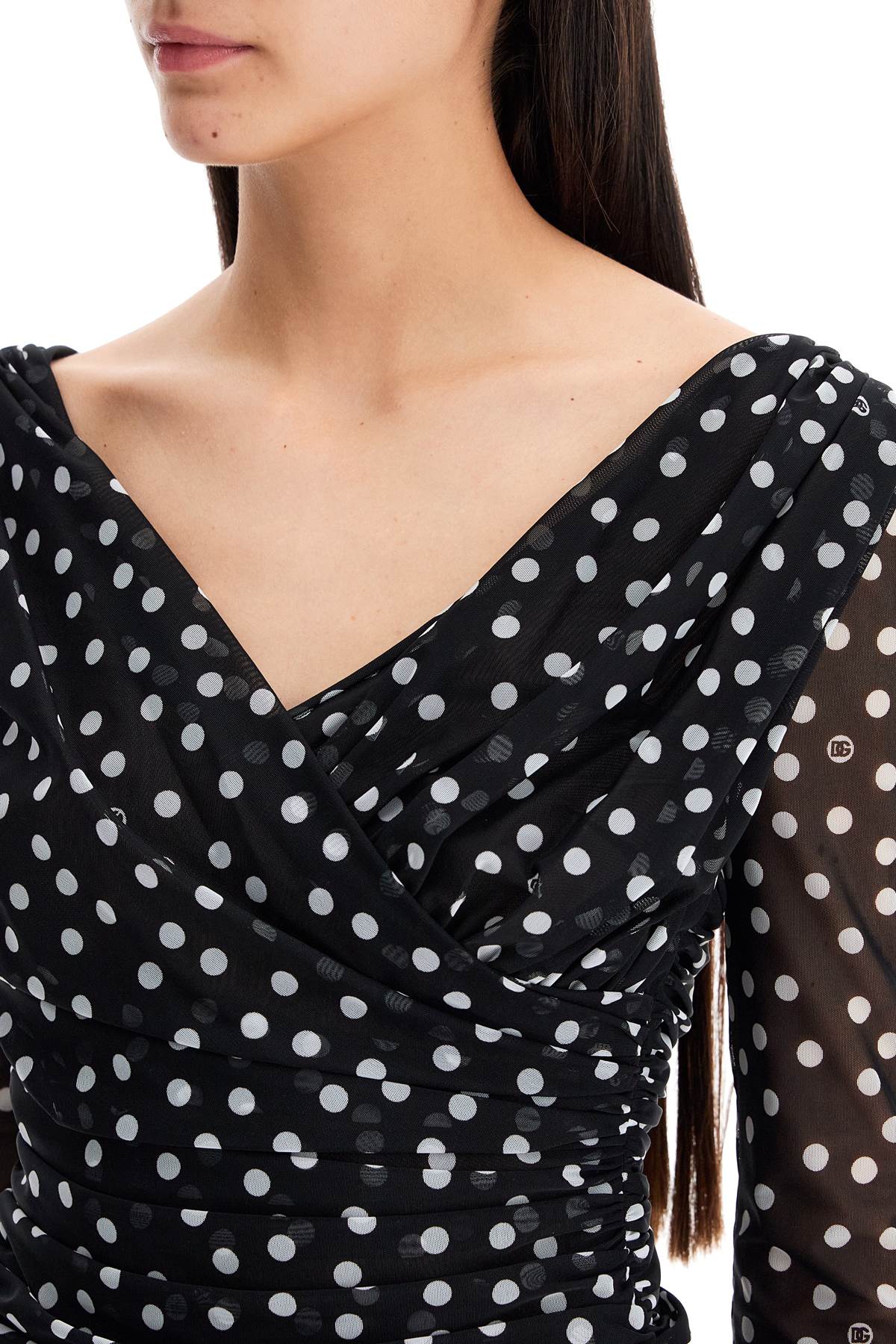 polka dot draped top with