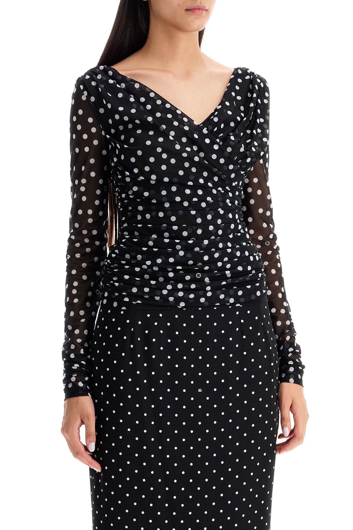 polka dot draped top with