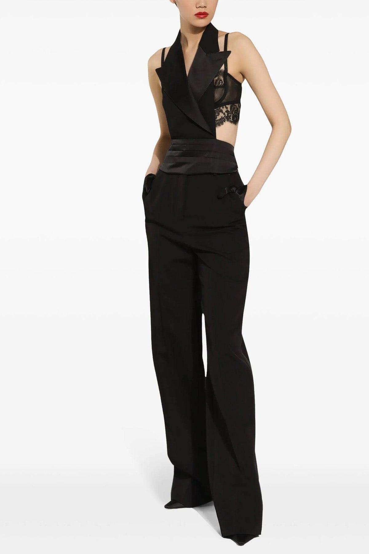 double-breasted vest in silk satin