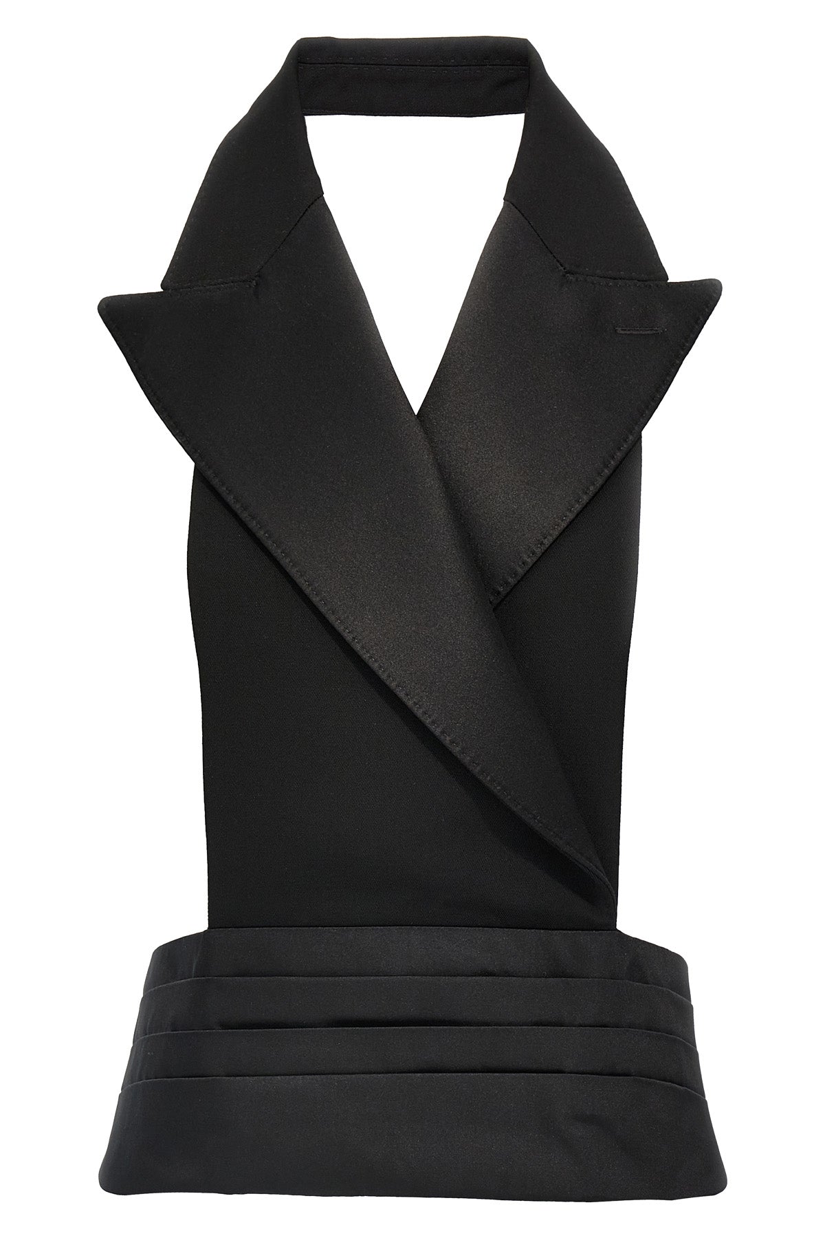 double-breasted vest in silk satin