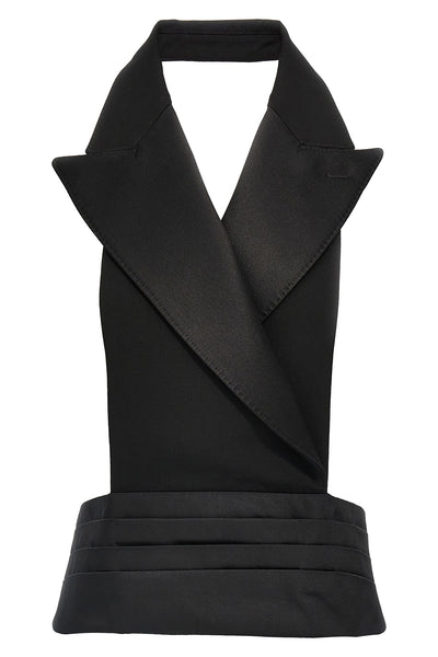 double-breasted vest in silk satin