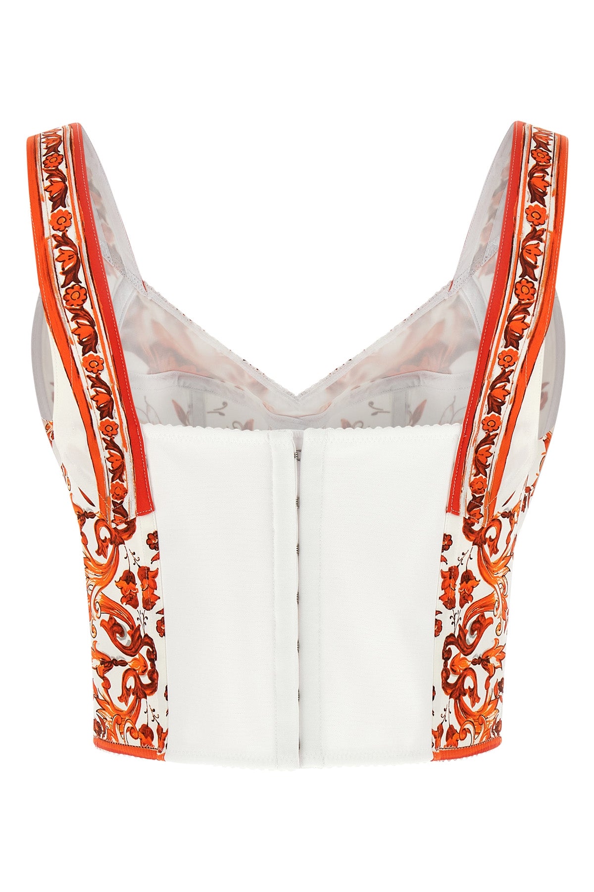 maiolica print silk charmeuse top