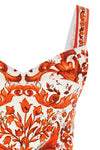 maiolica print silk charmeuse top