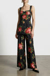 all-over bouquet rose print cotton top
