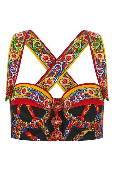 the dolce & gabbana bustier top in cotton poplin defines the silhouette through