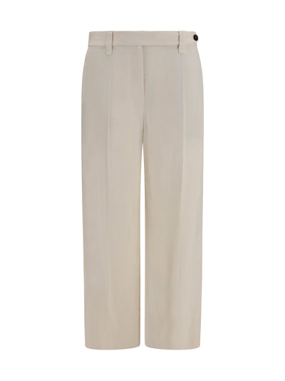 cigarette pants in fluid viscose and linen twill