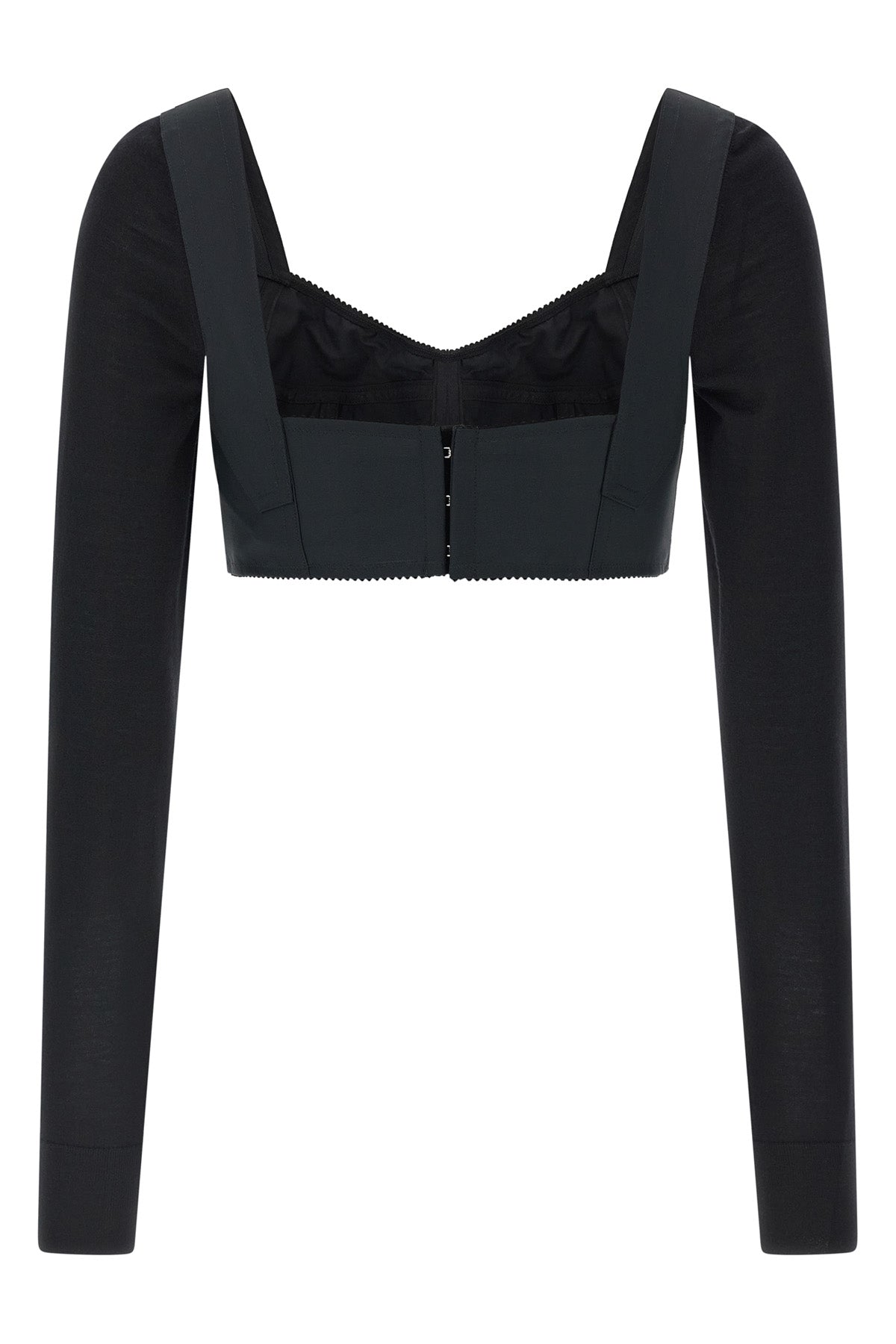 the dolce&gabbana black bustier top defines a new concept of tailoring through a