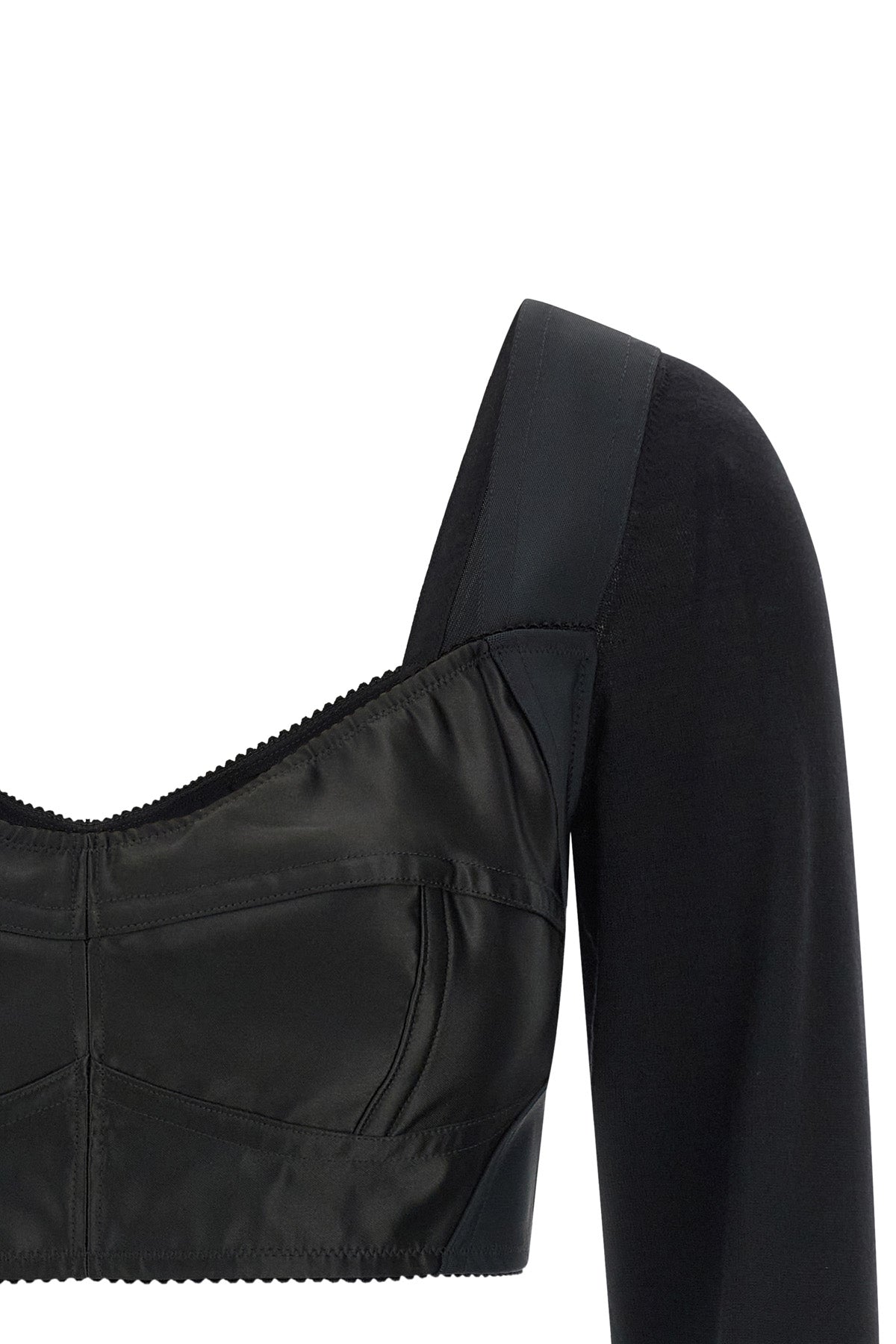 the dolce&gabbana black bustier top defines a new concept of tailoring through a