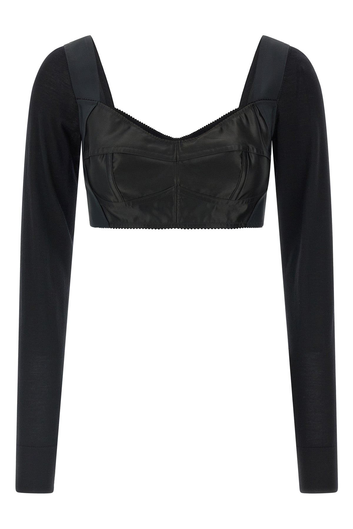 the dolce&gabbana black bustier top defines a new concept of tailoring through a