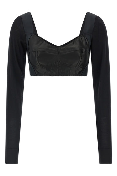 the dolce&gabbana black bustier top defines a new concept of tailoring through a
