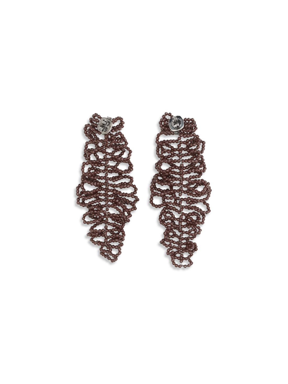 BRUNELLO CUCINELLI OS sculptured leaf earrings in 925 sterling silver