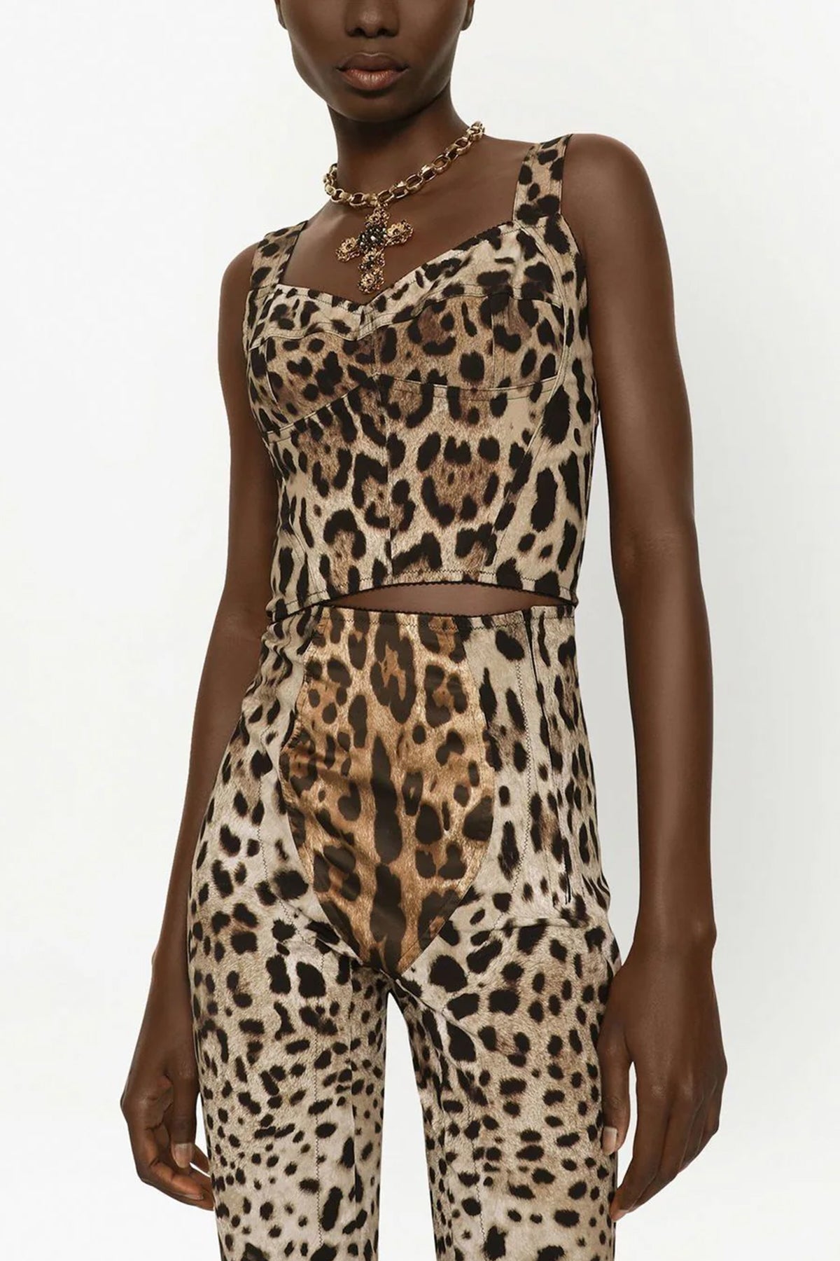 leopardo print marshal bustier top