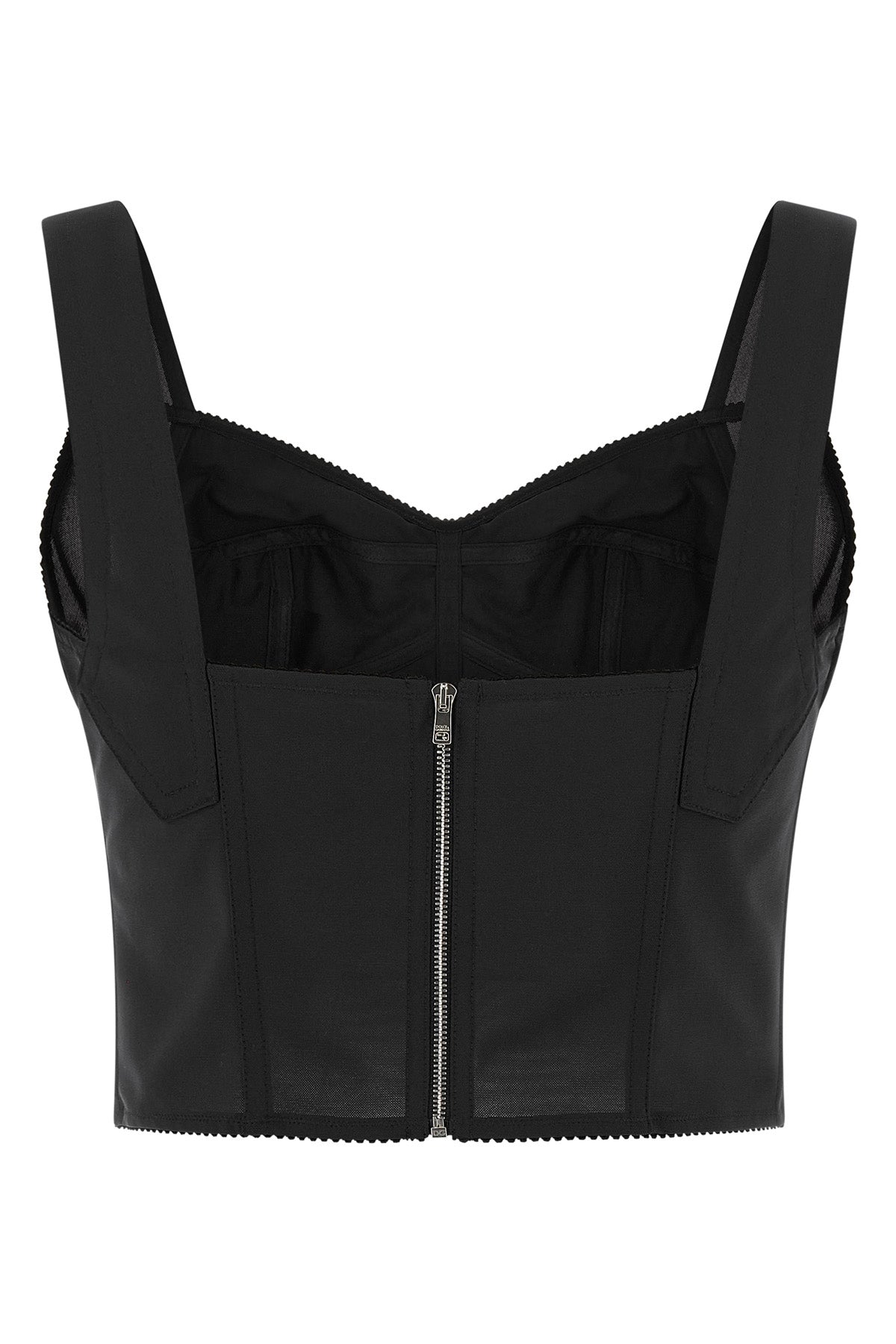 the dolce&gabbana top bustier defines the silhouette through a rigorous corset c