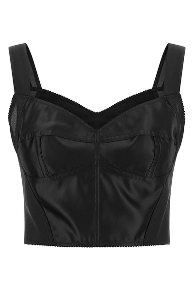 the dolce&gabbana top bustier defines the silhouette through a rigorous corset c