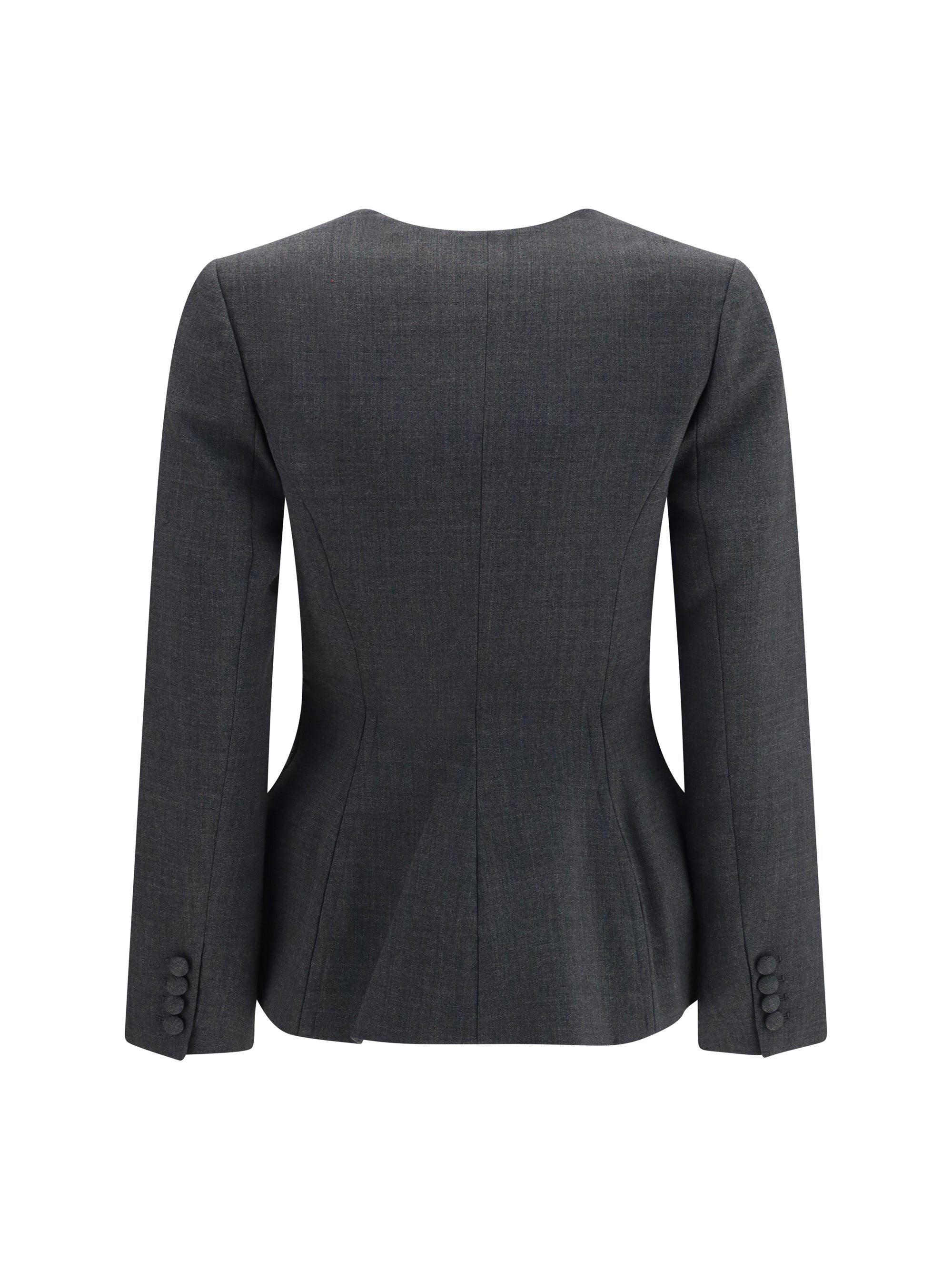 collarless wool jacket