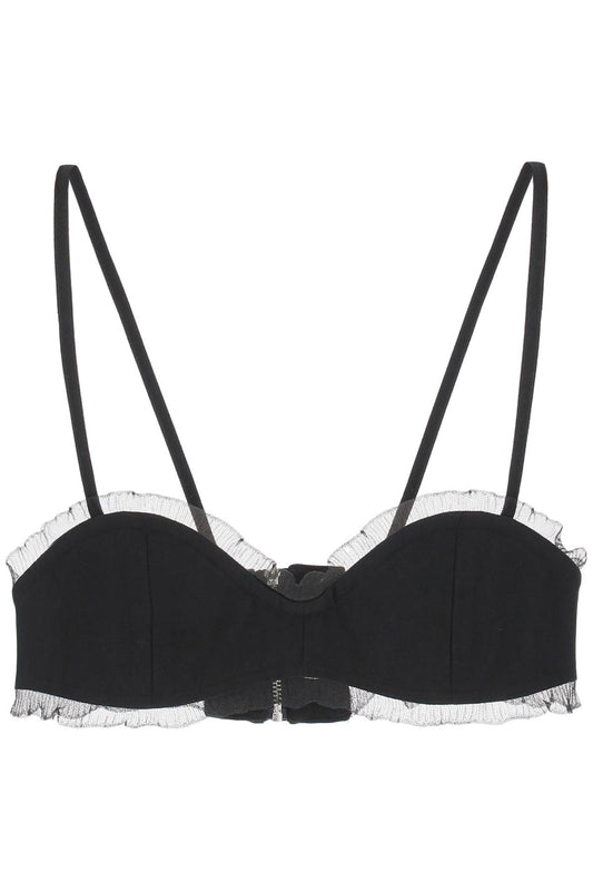 fishnet knit-edged bra