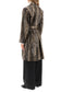 snake-effect faux leather trench coat