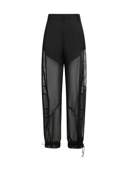 PINKO 38 nacy pants with lace inserts