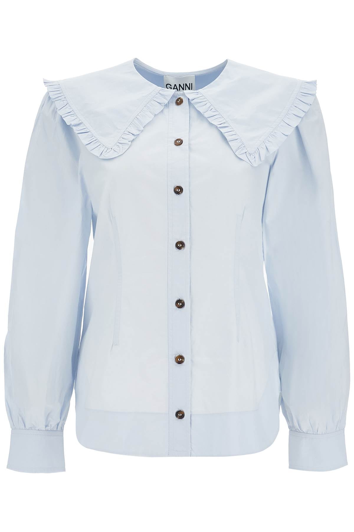 poplin shirt with oversized collar