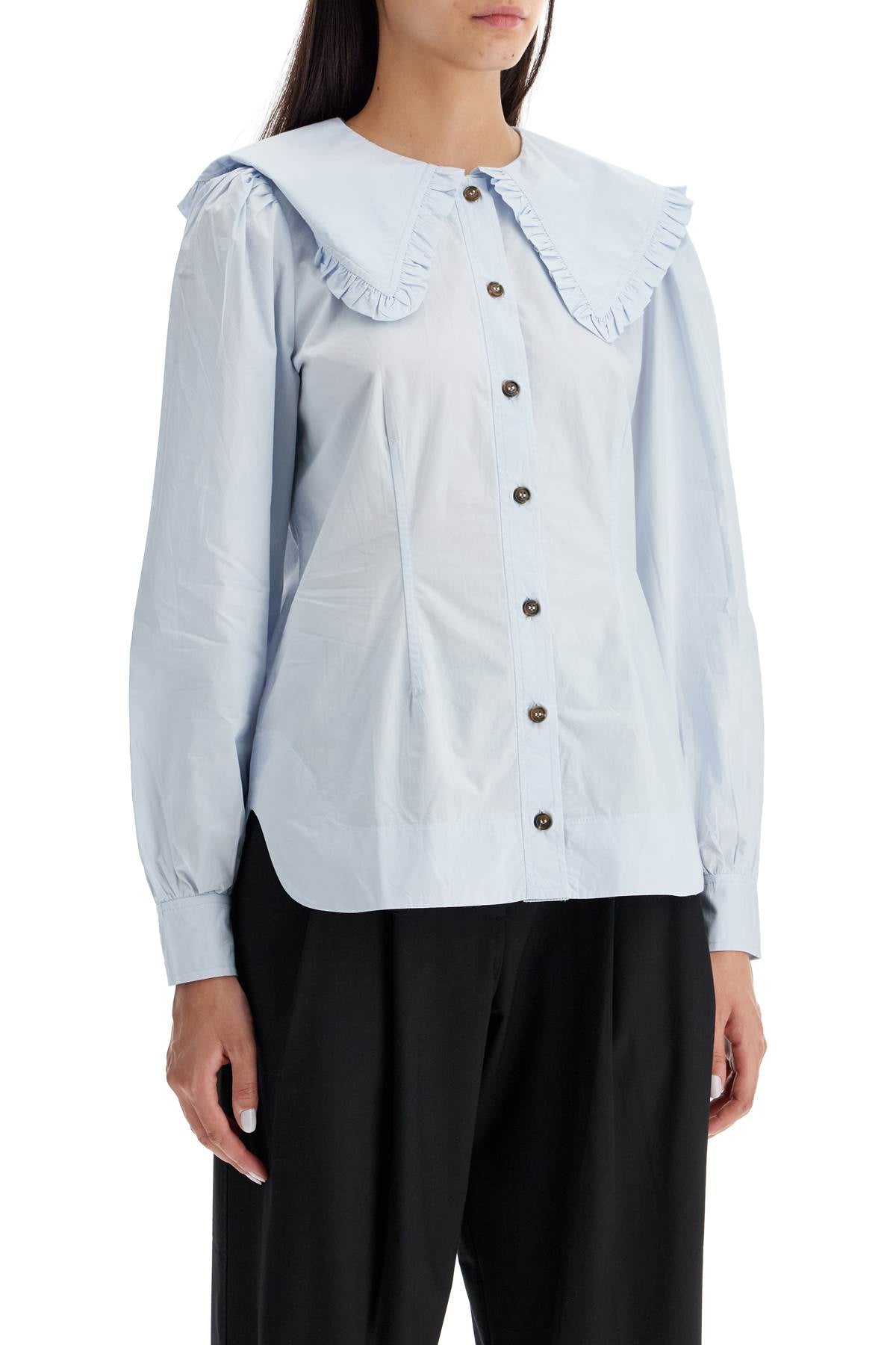 poplin shirt with oversized collar