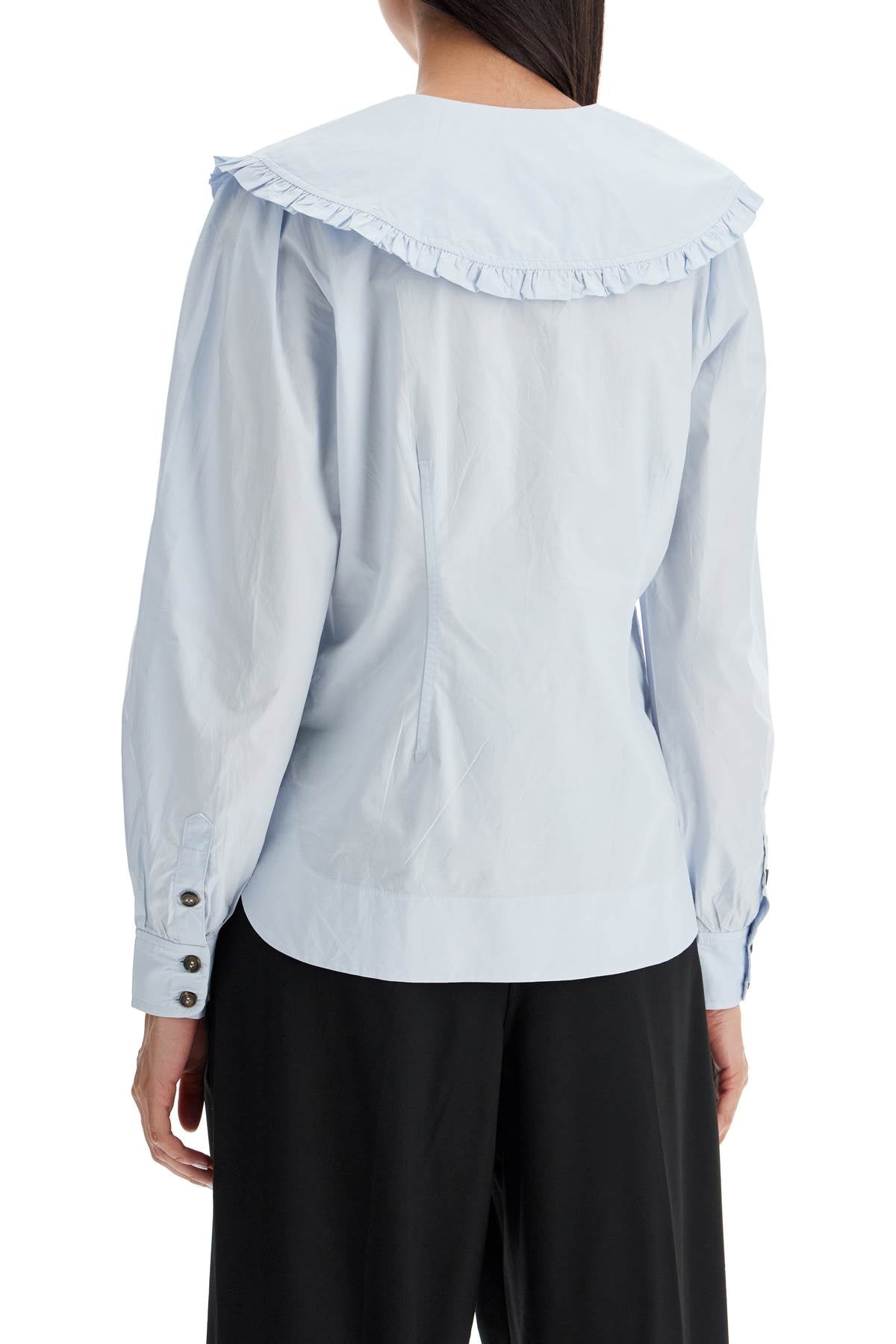 poplin shirt with oversized collar