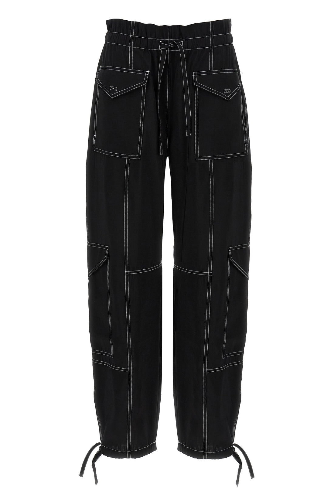 GANNI 34 light slub pocket viscose blend pants