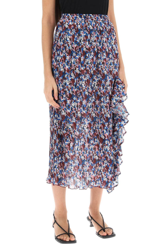 pleated midi skirt with leopard motif