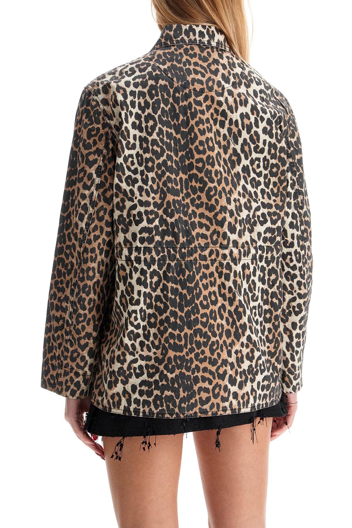 leopard print canvas overshirt